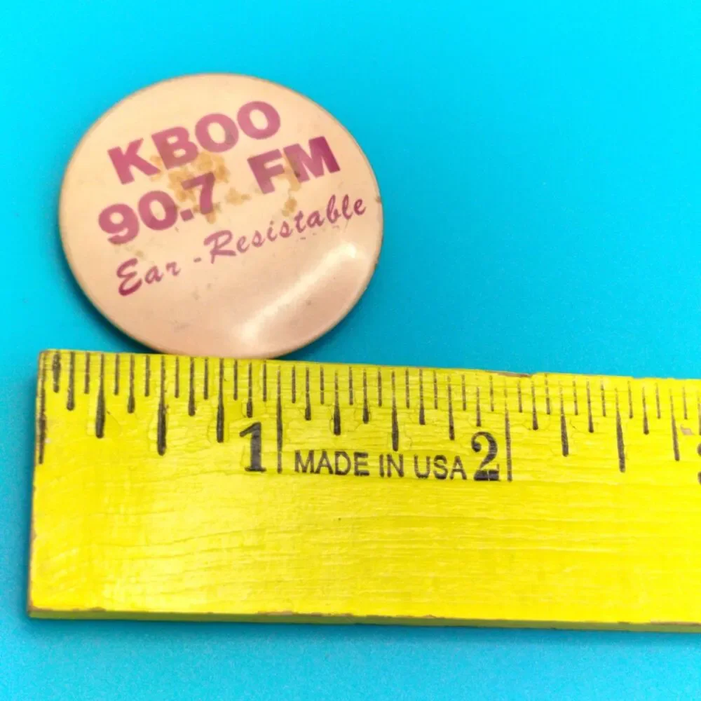 KBOO 90.7 FM Vintage Pinback Button Pin Promo Radio Station Portland Oregon